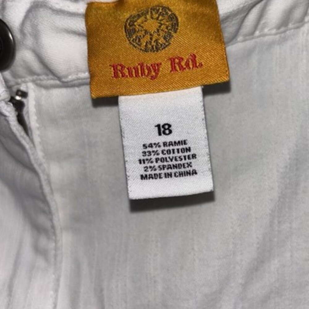 Ruby Rd Cotton White Pants Size 18 - Picture 2 of 3